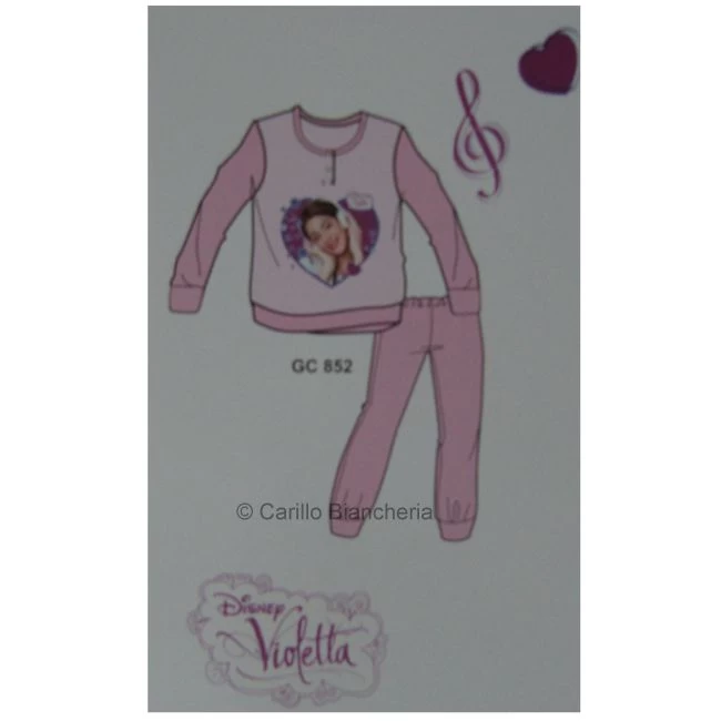 Disney Violetta Pigiama Bambina Ragazza Caldo Cotone Da 3 A 10 Anni Rosa G966 - immagine 5