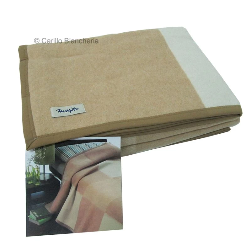 OFFERTISSIMA! ELEGANTE COPERTA PLAID MARZOTTO MISTO LANA MATRIMONIALE E413