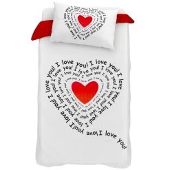 Parure Copripiumino Per Letto Singolo Una Piazza I Love You Stampa Digitale L226