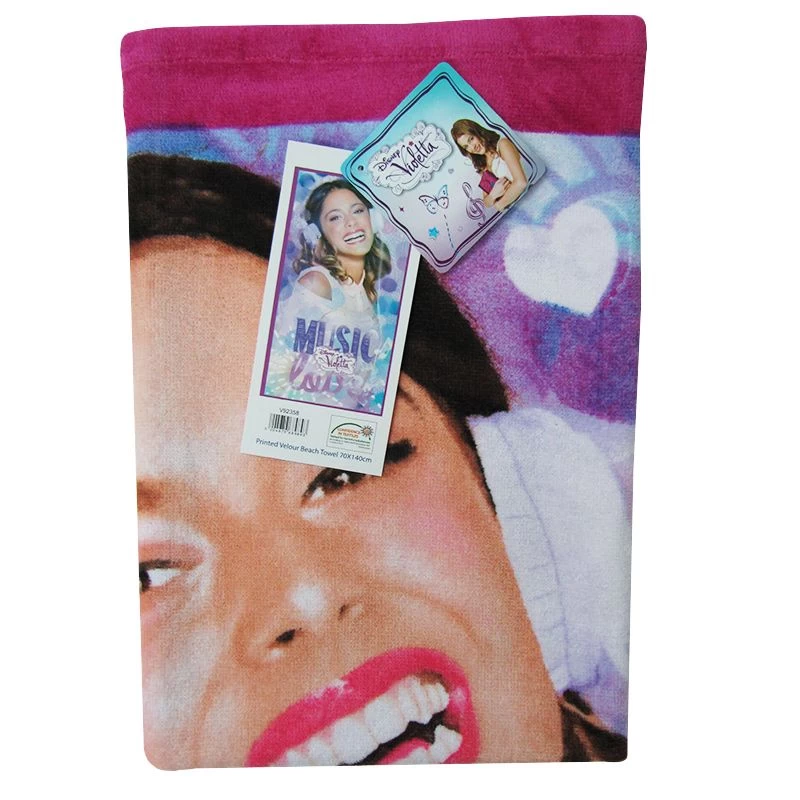 Telo Mare Disney Violetta In Morbida Spugna 100% Cotone Colore Fucsia L368