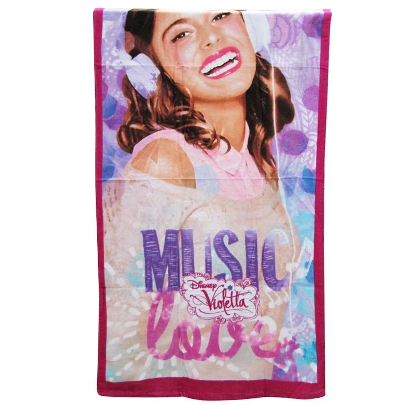 Telo Mare Disney Violetta In Morbida Spugna 100% Cotone Colore Fucsia L368 - immagine 2