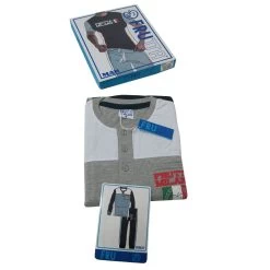 PIGIAMA FRUTTA UOMO PRIMAVERA ESTATE COTONE MANICA LUNGA M/L/XL/XXL GRIGIO F504