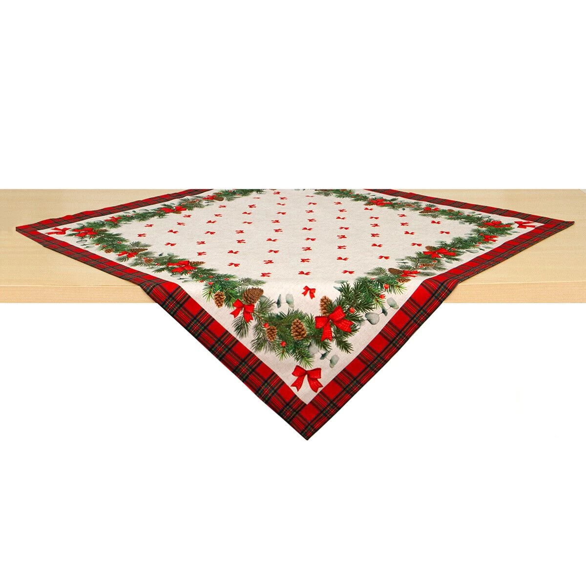 Centrotavola Natalizio Chalet In Puro Cotone 90x90 Cm K844