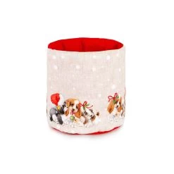 Cestino Portapane Natalizio Birillo In Puro Cotone X048