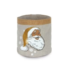 Cestino Portapane Natalizio Siberie Santa Claus In Puro Cotone X098