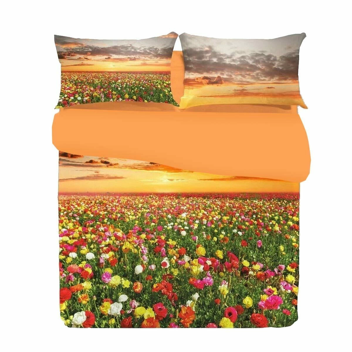 Completo Copripiumino Flowering Fields Di Caleffi Digitale Matrimoniale V806