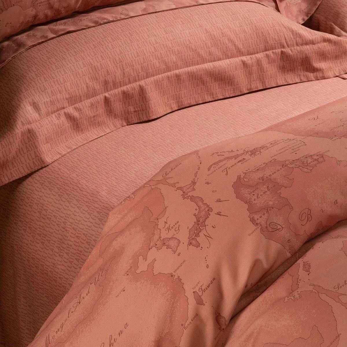 Completo Copripiumino Geo Terracotta Alviero Martini In Raso Matrimoniale K954 - immagine 3