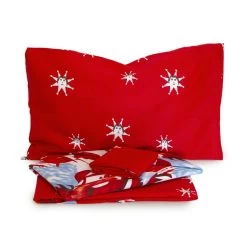 Completo Lenzuola Flanella Babbo Natale Matrimoniale Due Piazze Z657