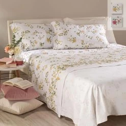 Completo Lenzuola In Flanella Roseto Di Caleffi - Dimensioni Varie X175