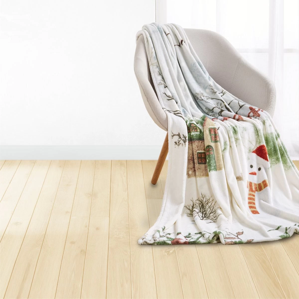 Coperta Plaid Natalizia Olaf In Pile Coral 130x160 Cm K800 - immagine 2