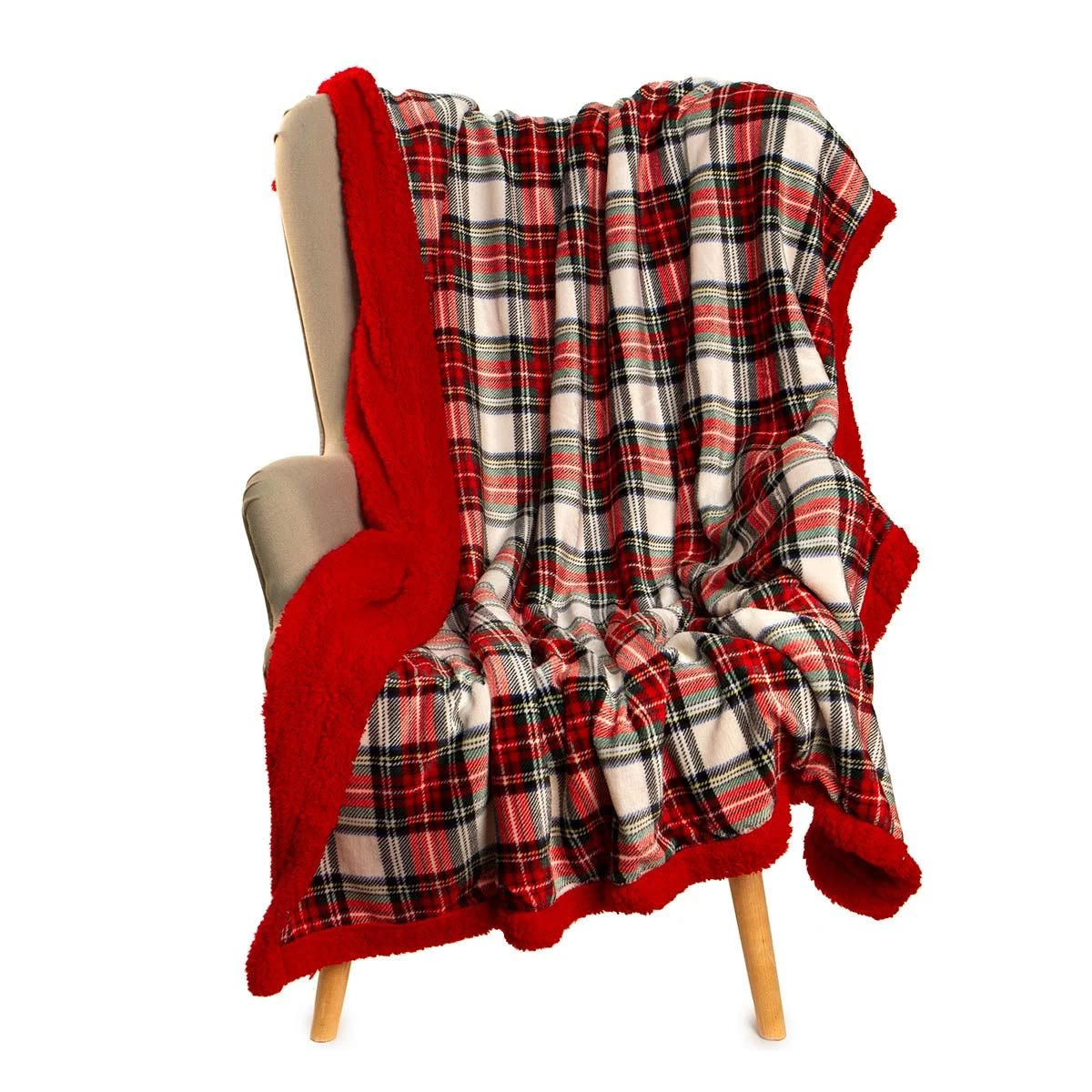 Coperta Plaid Scotland In Pile Coral E Sherpa - Dimensioni Varie J043 - immagine 2