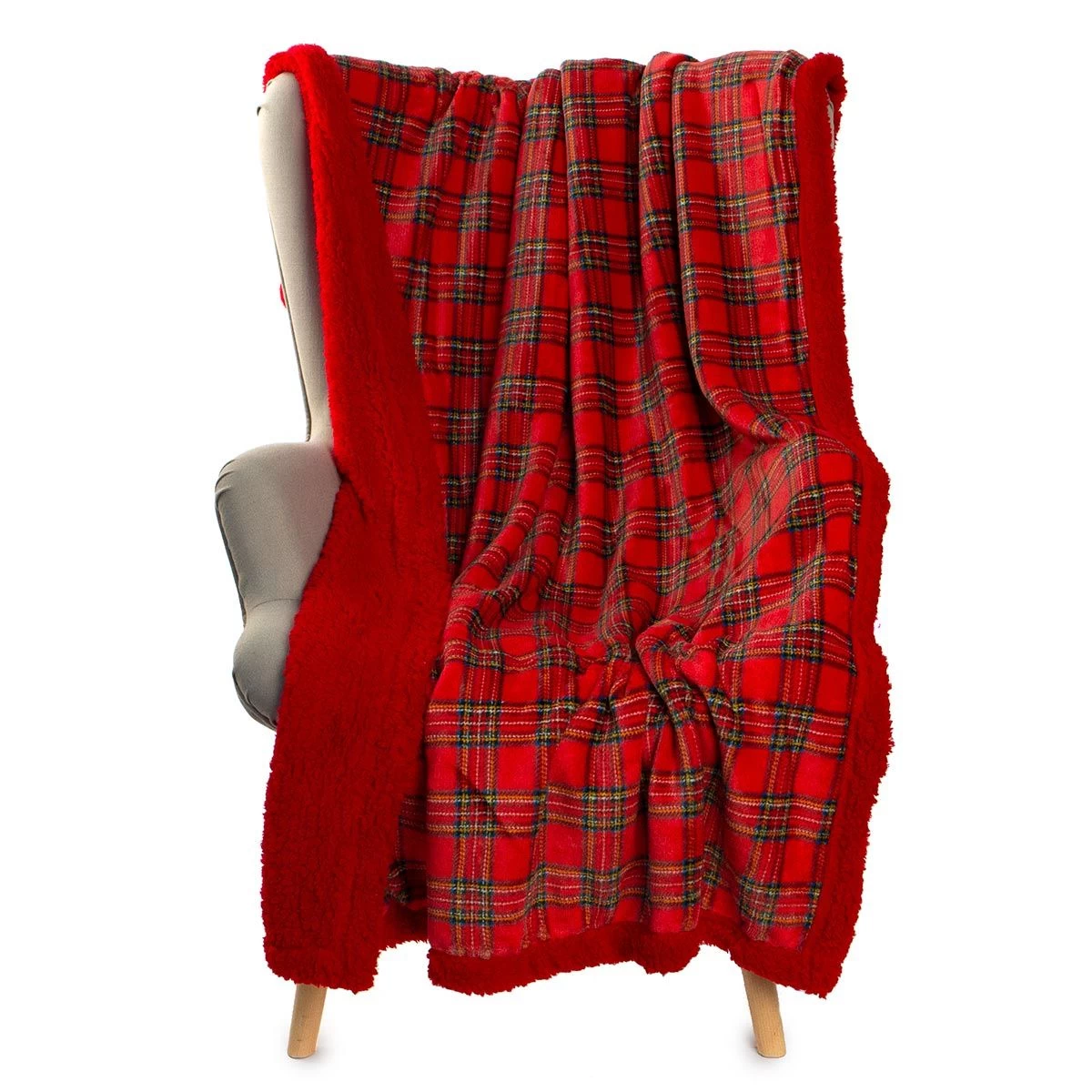 Coperta Plaid Scotland In Pile Coral E Sherpa - Dimensioni Varie J043 - immagine 3