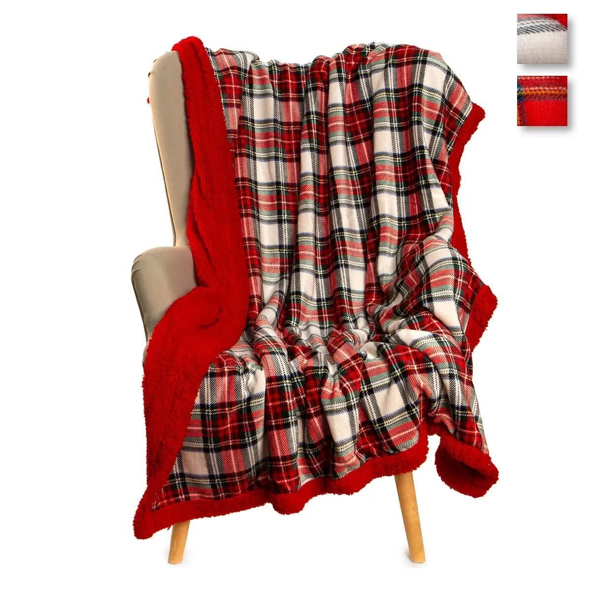 Coperta Plaid Scotland In Pile Coral E Sherpa - Dimensioni Varie J043