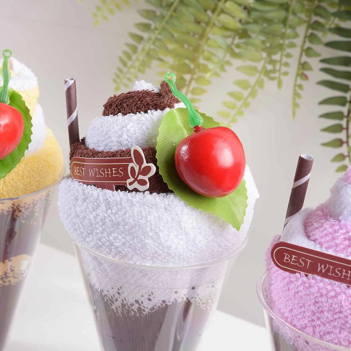 Coppa Gelato Con 2 Lavette In Spugna Di Cotone - Idea Regalo T087 - immagine 3