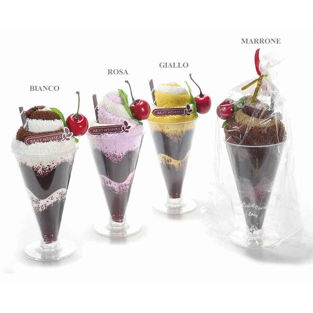 Coppa Gelato Con 2 Lavette In Spugna Di Cotone - Idea Regalo T087 - immagine 2