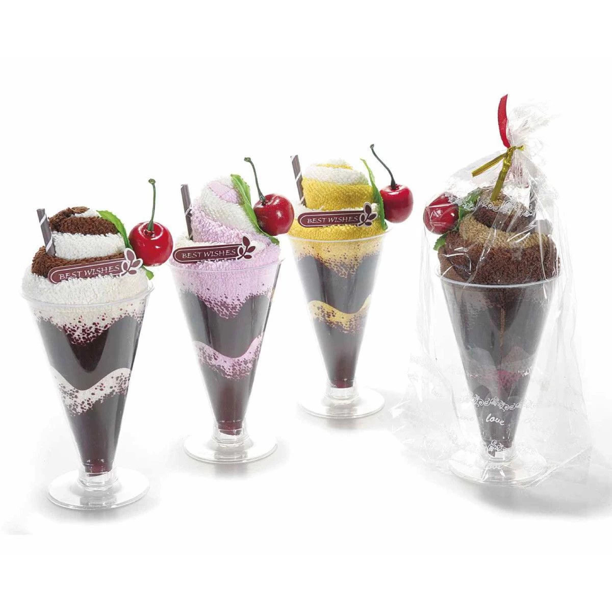 Coppa Gelato Con 2 Lavette In Spugna Di Cotone - Idea Regalo T087