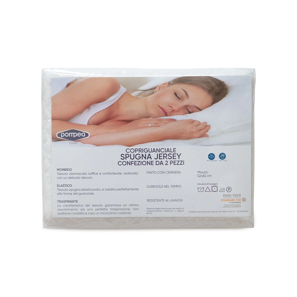 Set 2 Fodere Copriguanciale Con Zip Pompea In Spugna Jersey Z498 - immagine 2