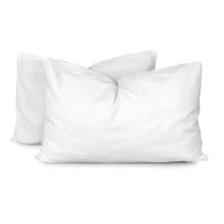 Set 2 Fodere Copriguanciale Con Zip In Cotone Fasciato 50x80 Cm J924