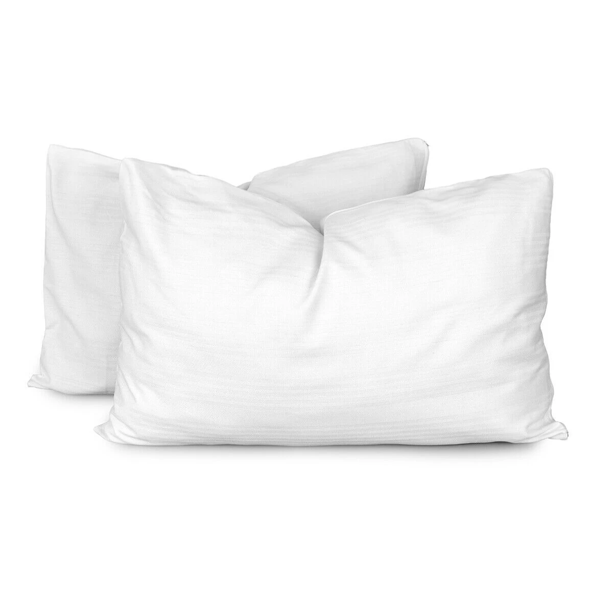 Set 2 Fodere Copriguanciale Con Zip In Cotone Fasciato 50x80 Cm J924