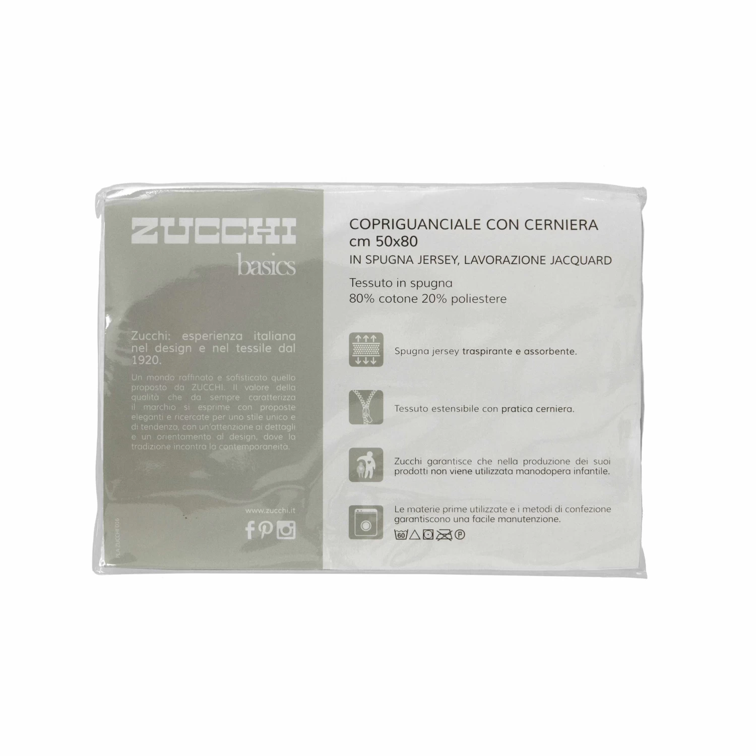 Fodera Copriguanciale Zucchi In Spugna Jersey 50x80 Cm P506 - immagine 3