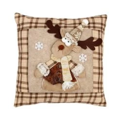 Cuscino Arredo Natalizio Renna Cupid Beige Quadrato 40x40 Cm K700