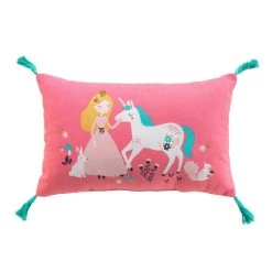 Cuscino Arredo Principessa Unicorno Rettangolare 30x50 Cm Con Nappe K714