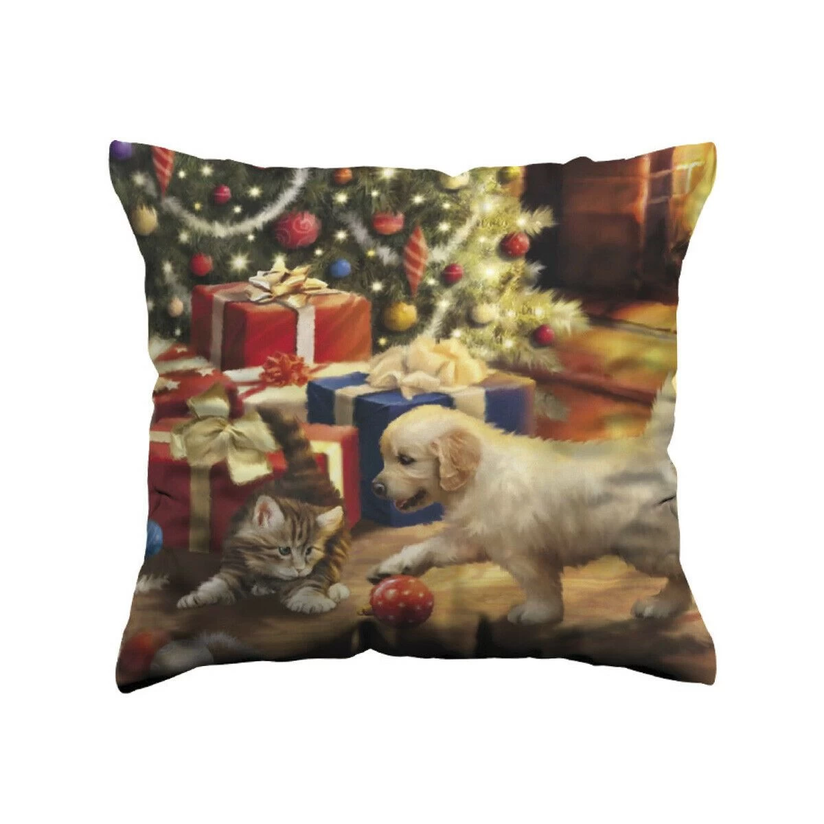 Fodera Copricuscino Natalizia Animals And Gifts Con Stampa Digitale Z588