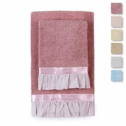 Set Asciugamani 1+1 Elodie Di Morbidissimi In Spugna Con Volants W412