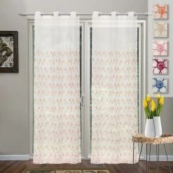 Tenda Arredo Filtrante Carine Effetto Lino Con Borchie 140x280 Cm W062