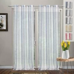 Tenda Arredo Filtrante Cooper Effetto Lino Con Borchie 140x280 Cm W028