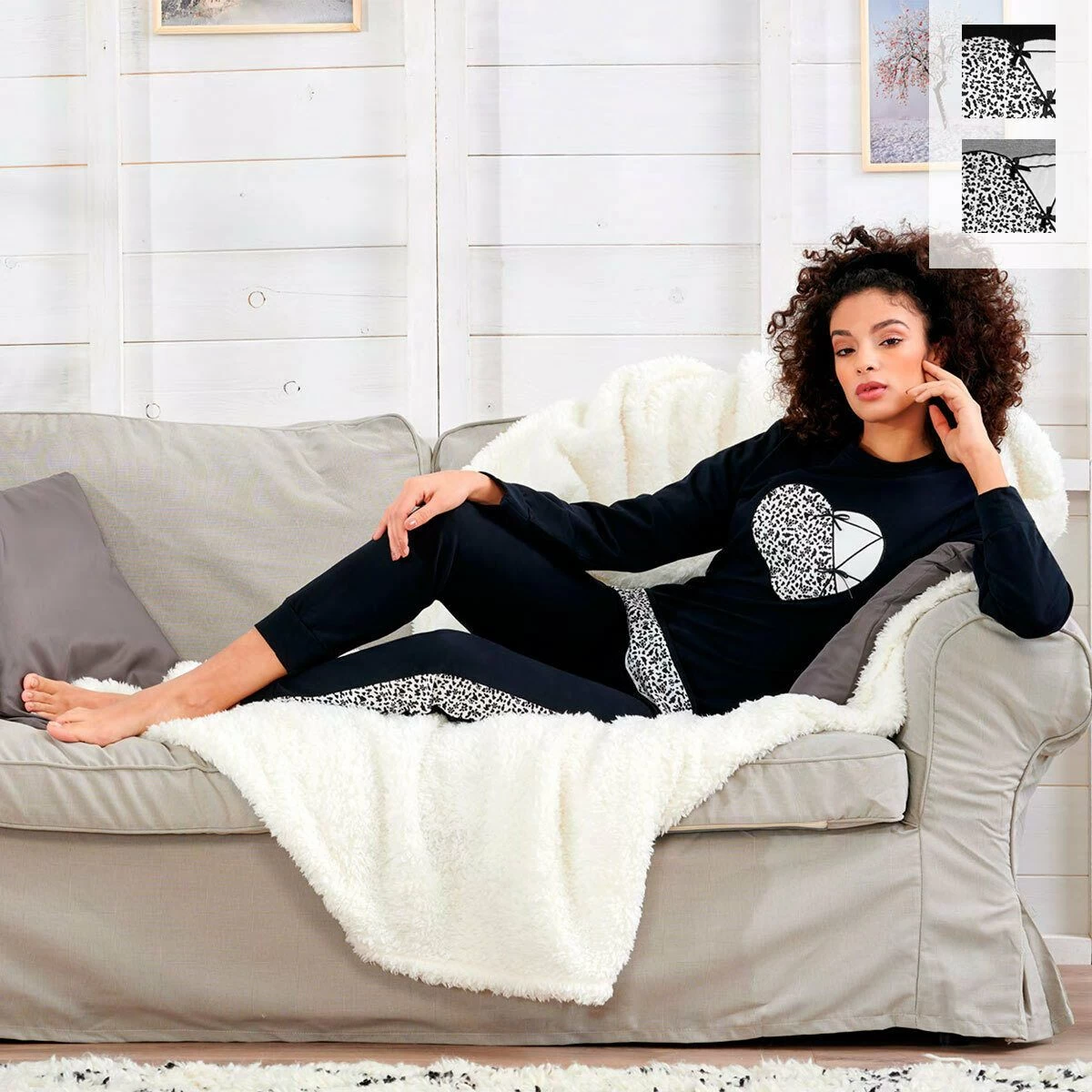 Pigiama Donna Oronero In Caldo Cotone OD1033F W440