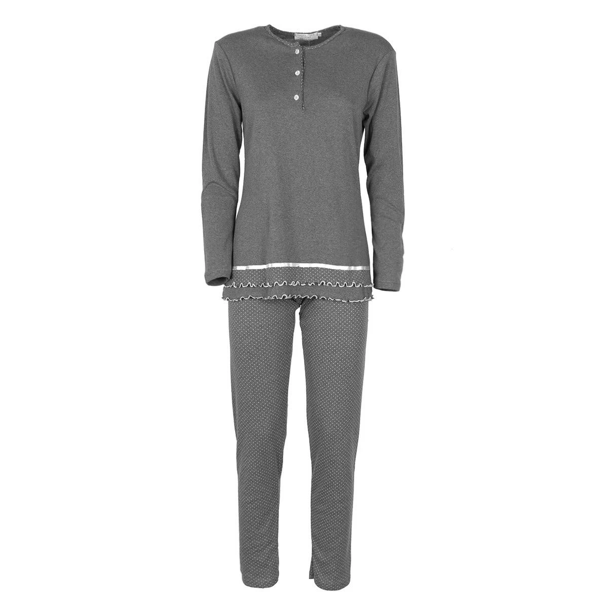 Pigiama Donna Alina Di Toscana Lingerie In Caldo Cotone - Taglie Forti J938 - immagine 2