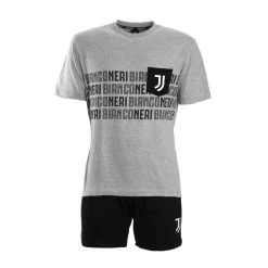 Pigiama Uomo Estivo F.C. Juventus Juve In Cotone JU14121 Grigio K119