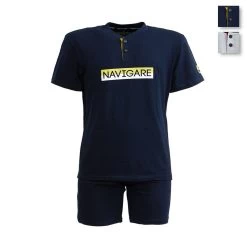 Pigiama Estivo Da Uomo Navigare In Cotone 141104B - Taglie Forti Z068