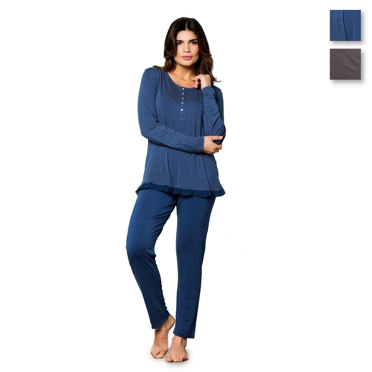 Pigiama Da Donna Pois Cippi C/rouches In Viscosa 2871-W18 T707