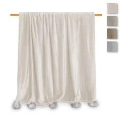 Plaid In Coral Mahè Con Pon Pon 130x160 Cm T889