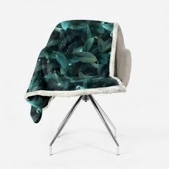 Coperta Plaid In Pile E Sherpa Foliage Stampa Digitale - Dimensioni Varie W281