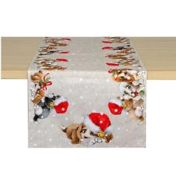 Runner Centrotavola Natalizio Birillo In Puro Cotone X054