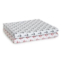 Scampolo Tessuto Ancora Cotone Loneta Fondo Bianco U475