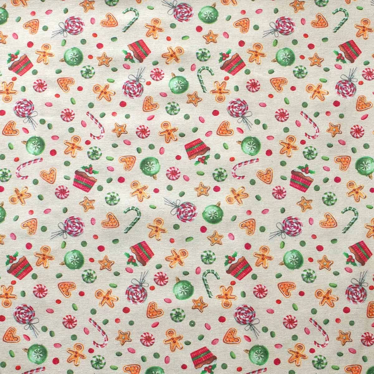 Scampolo Tessuto Gingerbread Cotone Loneta Digitale 275x275 Cm Y153 - immagine 2