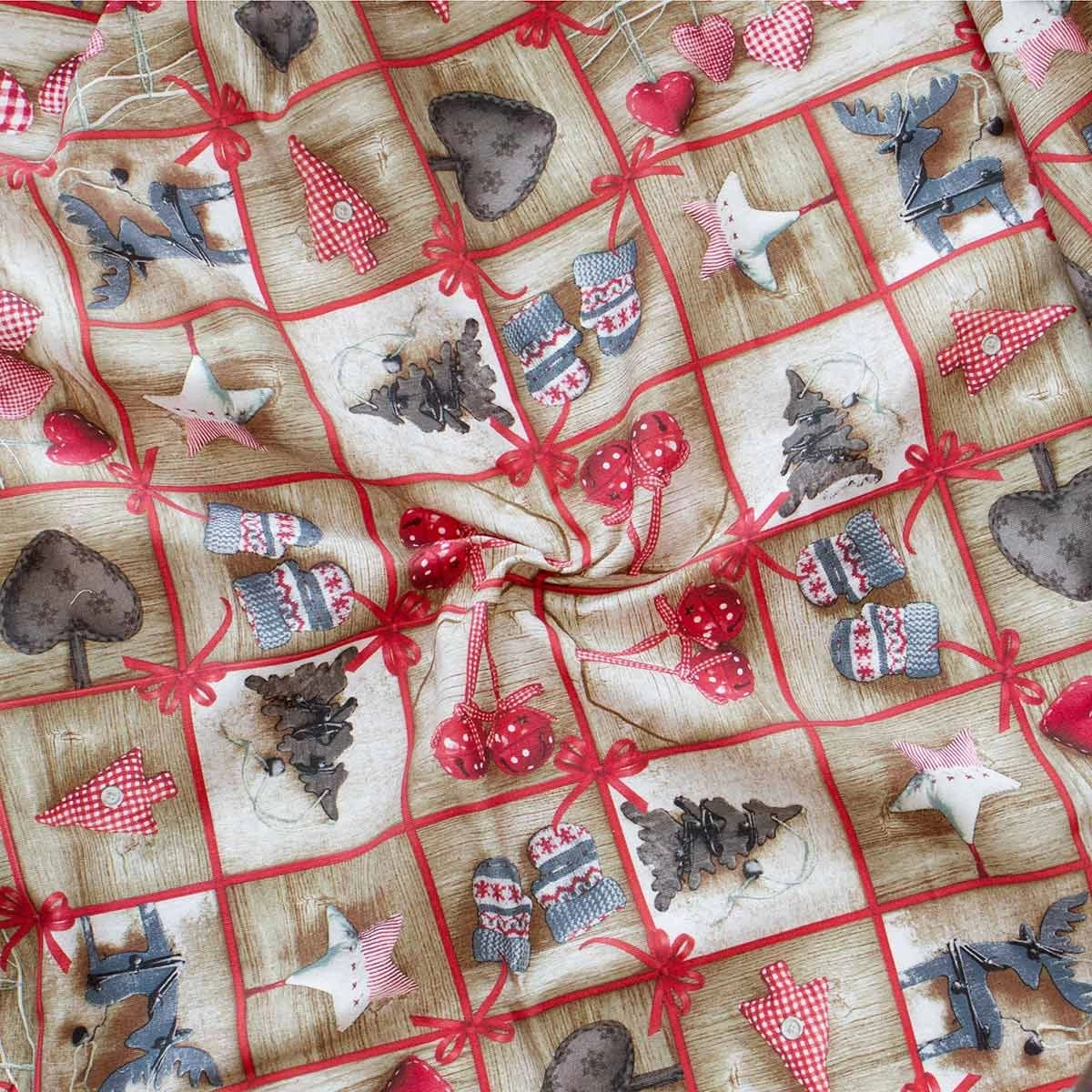 Scampolo Tessuto Natalizio Rakkaani Cotone Loneta Digitale 275x275 Cm Z893 - immagine 7