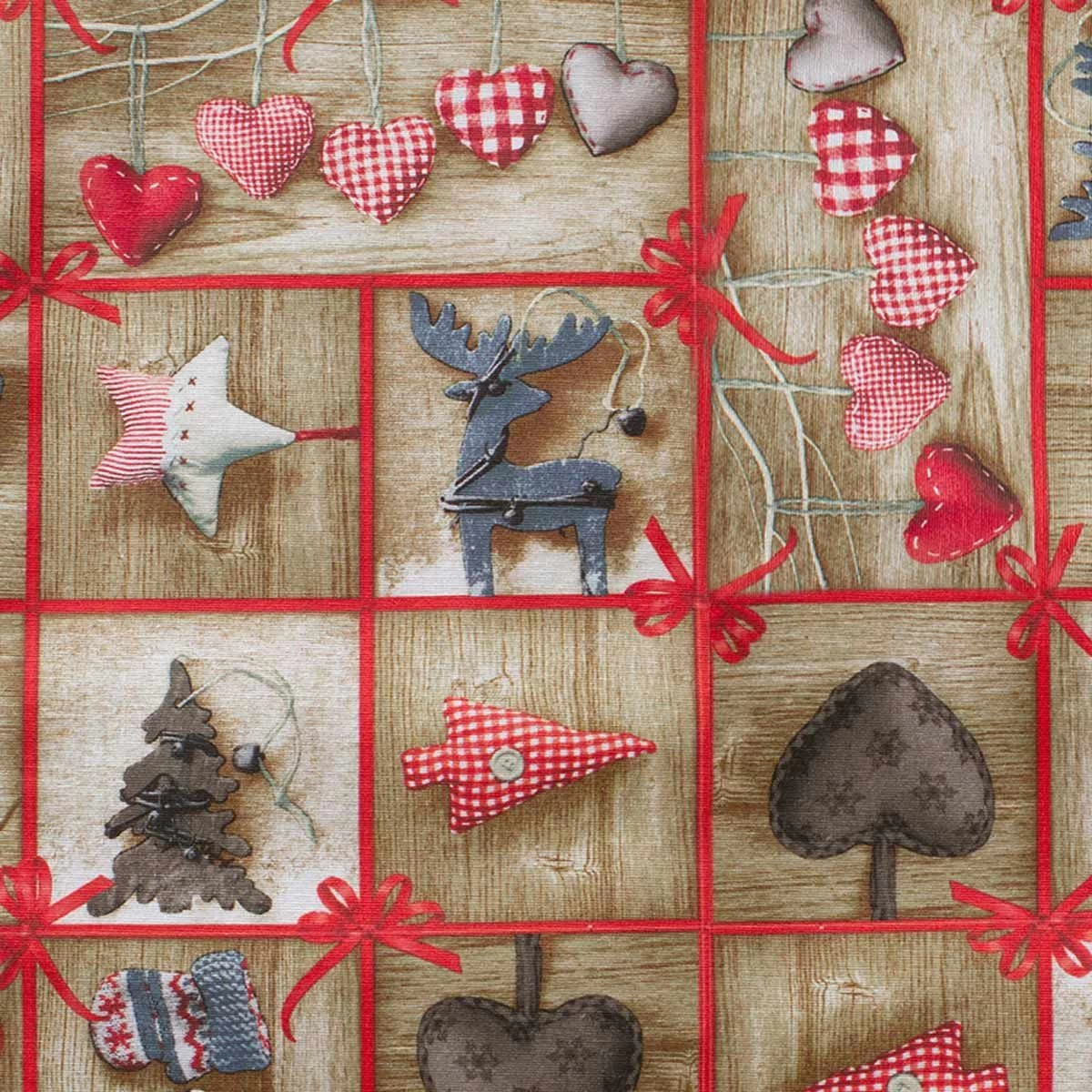 Scampolo Tessuto Natalizio Rakkaani Cotone Loneta Digitale 275x275 Cm Z893 - immagine 6