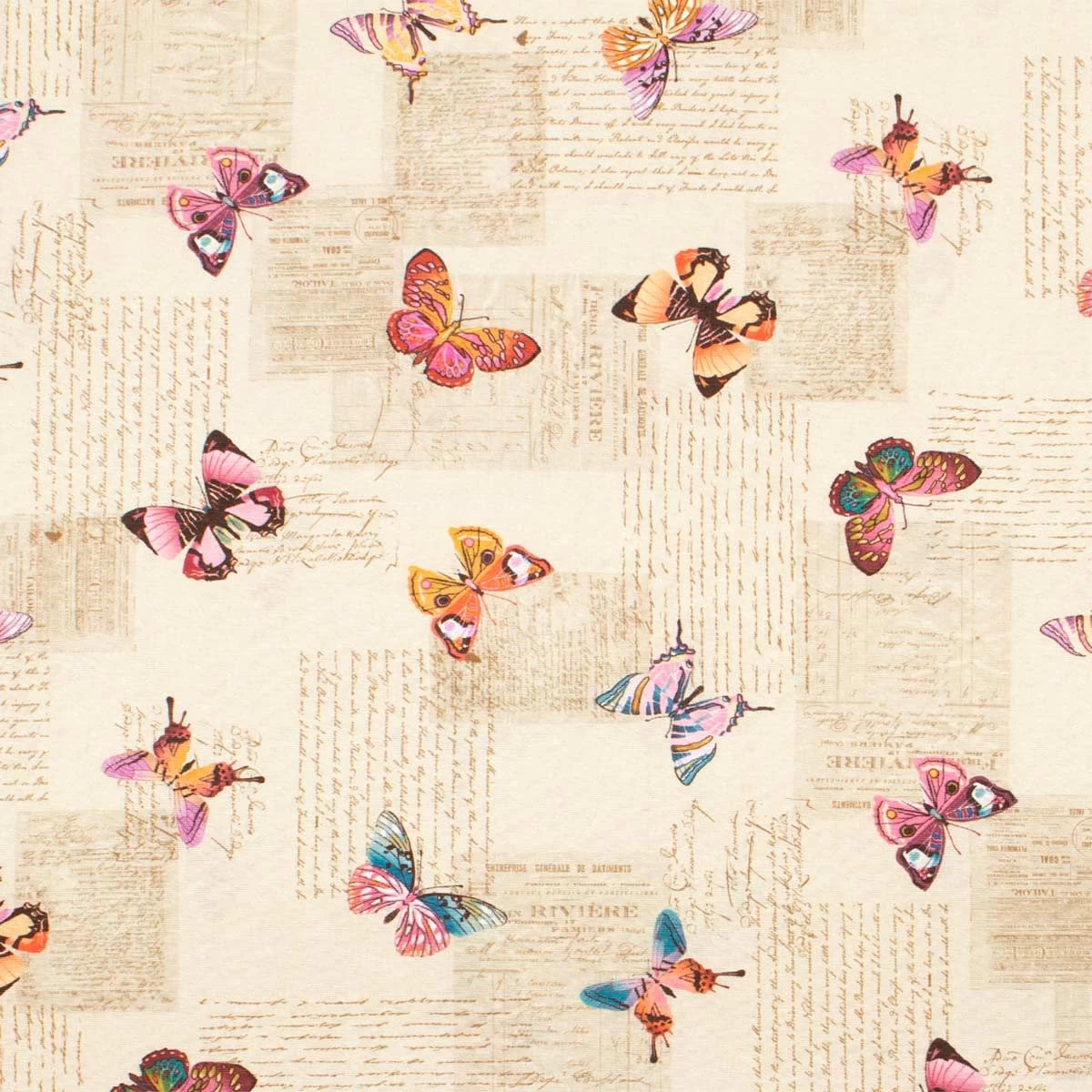 Scampolo Tessuto Papillon Cotone Loneta Digitale 275x275 Cm Y260 - immagine 2