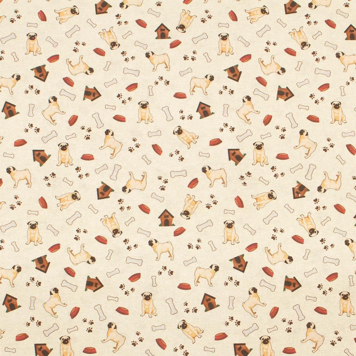 Scampolo Tessuto Pug Cotone Loneta Digitale 275x275 Cm Y267 - immagine 2