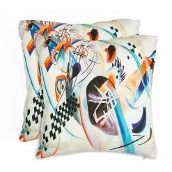 Coppia Cuscini Arredo Composizione VII Kandinsky Di Randi In Cotone Y406