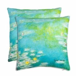 Coppia Cuscini Arredo Ninfee A Giverny Monet Di Randi In Cotone Y407