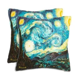 Coppia Cuscini Arredo Notte Stellata Van Gogh Di Randi In Cotone Y402