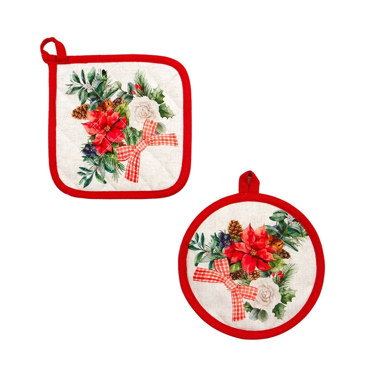 Set 2 Presine Natalizio Felisia In Puro Cotone X044