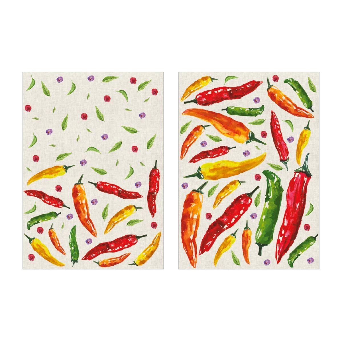 Set 2 Strofinacci Cucina Asciugapiatti Chili In Puro Cotone K135 - immagine 2