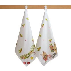 Set 2 Strofinacci Natalizi Ralphy In Puro Cotone Z859